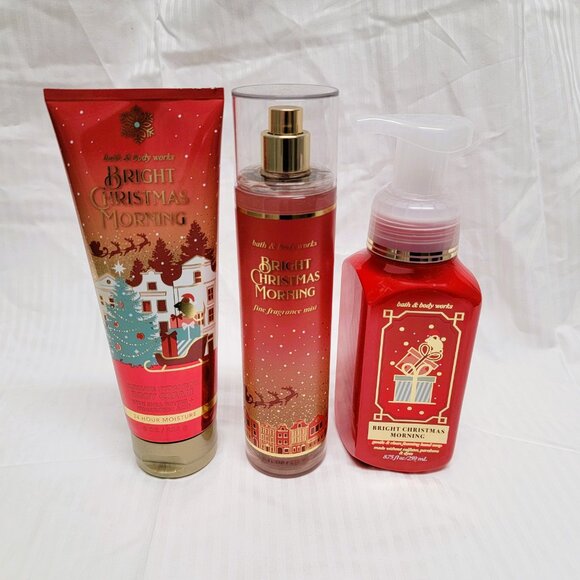 BATH & BODY WORKS BRIGHT CHRISTMAS MORNING SET OF 3 MistBodyCreamHandSoap NEW! - Picture 4 of 4